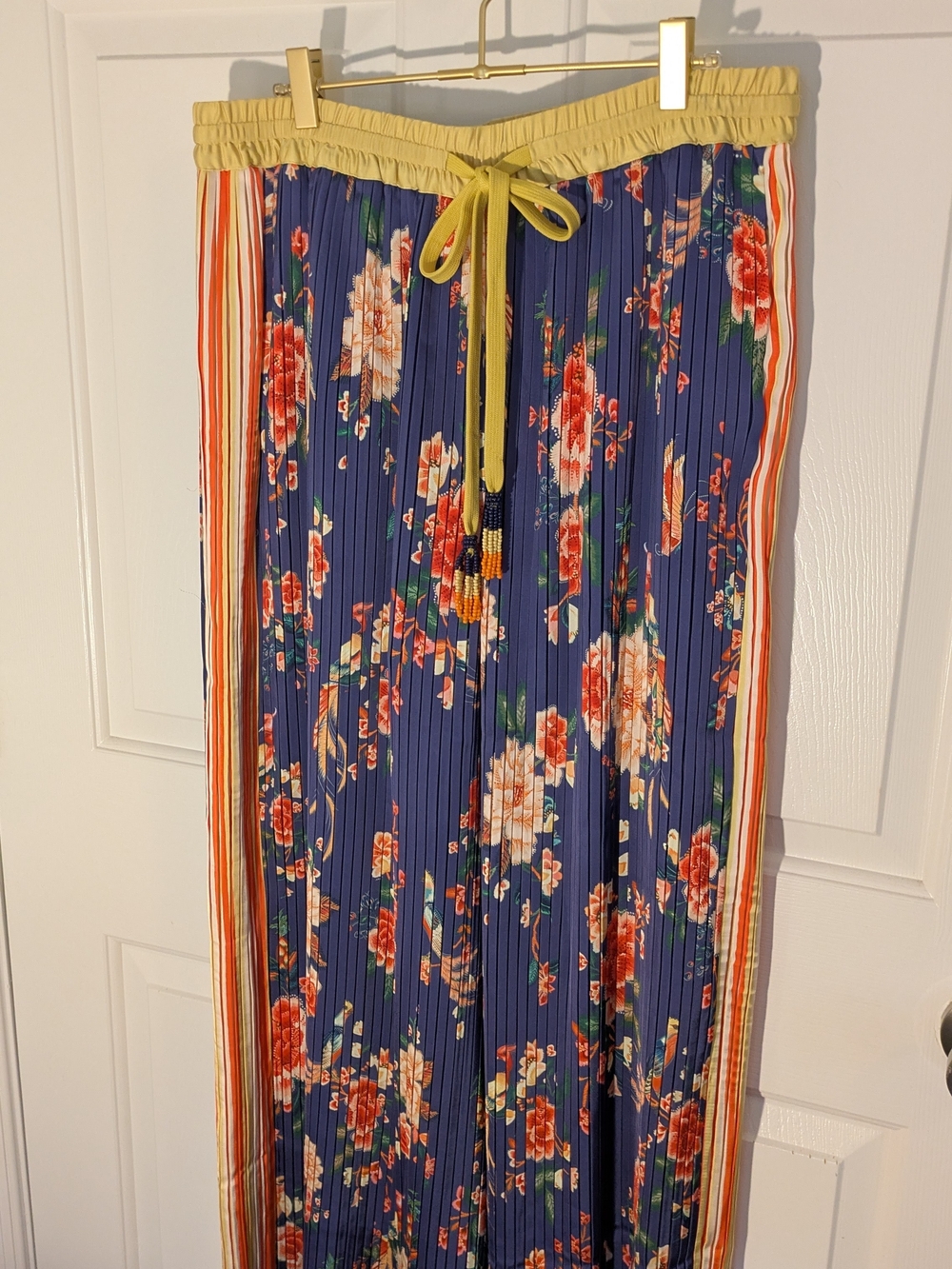 Farm Rio x Anthropologie Pleated Floral Wide Leg Track Pants